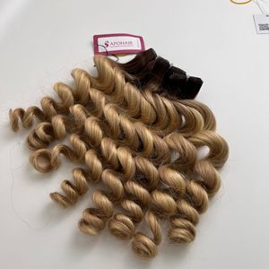 バージンレミーヘアエクステンション二重描画ダークブラウンストレートフラット横糸ボディウェーブスタイル