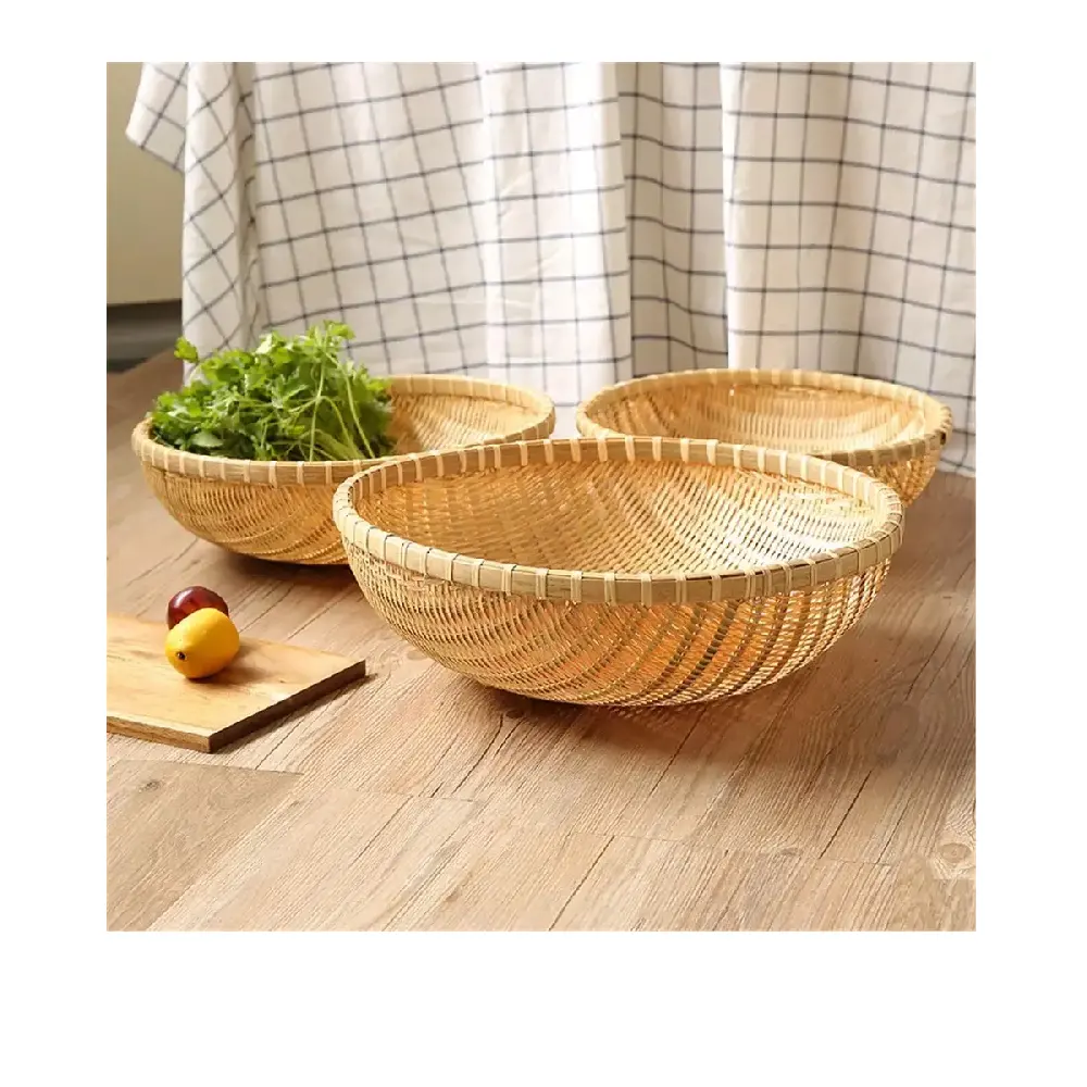 Cestas de bambú personalizadas para almacenamiento de frutas, cesta de bambú para almacenar verduras, hechas en Vietnam, a precio asequible