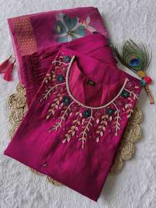 Women's Salwar Kameez with Khatli Work in Silk Fabric with Beautiful Color Fully Stitched Readymade - Product Image 3