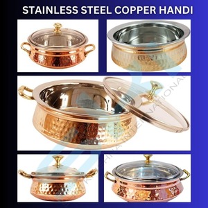 Premium kalite dövülmüş bakır saf Handi kapaklı tencere yüksek kalite satış Pot bakır hizmet eşya seti toptan kullanım - Product Image 3