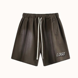 Venta caliente Unisex Vintage Wash Sweat Short Pants Draw String Men's Bordado Streetwear Jogging Acid Washed Casual Shorts - Product Image 1