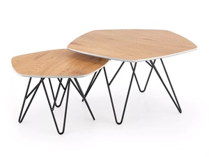 Taburete de mesa pequeño con soporte de hierro y tapa de madera con acabado Natural, para sala de estar, sofá, mesa de revistas lateral, venta al por mayor - Product Image 3