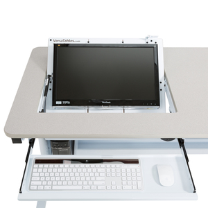 Revolução VersaDesk Modern White/Maple Altura Ajustável Computer Desk Contemporânea para Home Office Escola Sala de Uso