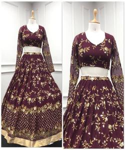 Vintage Lehenga Choli Set with Ready-to-Wear One-Piece <strong>Design</strong> Gorgeous Bridal Lehenga: Stylish Designer Lehenga Choli Set - Product Image 4