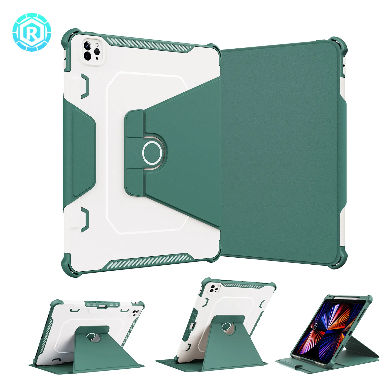 Roiskin Hot Sale 360 Drehst änder stoß feste Schutz tablette Ledertasche für iPad Pro 12.9 faltbare Hülle
