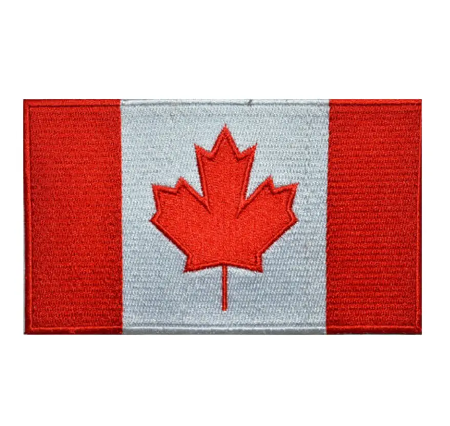 Patch brodé drapeau canadien fait Machine avec fer à repasser Applique fleur broderie Patch Jeans pour hommes Logo personnalisé