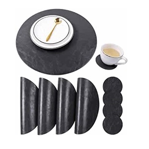 高品质皮革餐垫天蓝色畅销产品定制尺寸皮革餐桌垫和垫 - Product Image 6