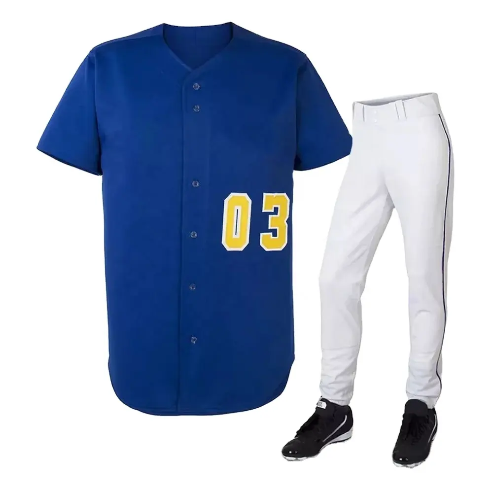 Ensemble d'uniformes de baseball en maille vierge avec logo personnalisé pour hommes, maillot de softball de haute qualité pour hommes, vente en gros à bas prix