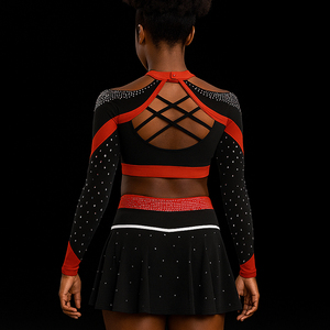 Đỏ Đen Trắng Cổ Vũ Đồng Phục Thiết Lập Cho Tất Cả Các Ngôi Sao Thanh Niên Đội Với Tùy Chỉnh Cổ Vũ Trang Phục - Product Image 3