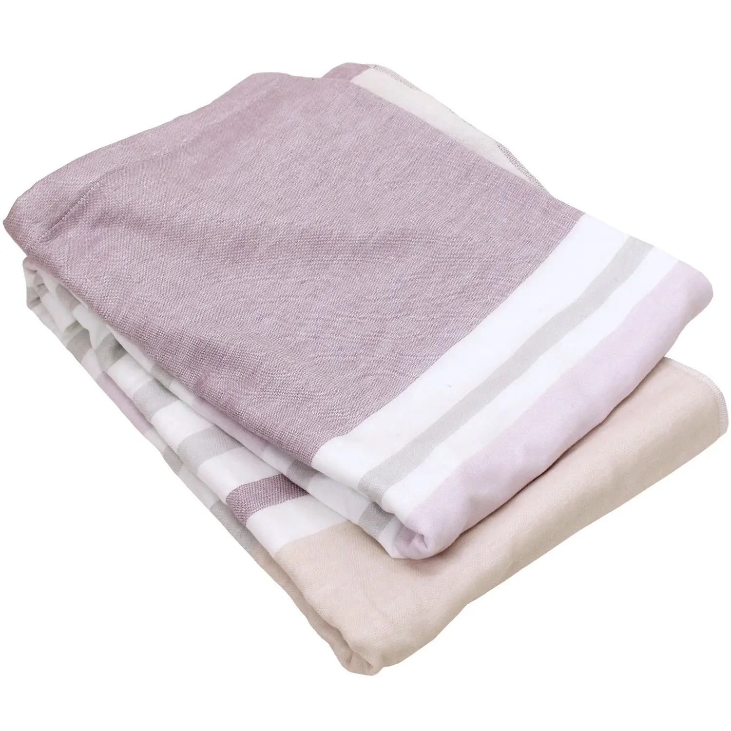 [Wholesale Products] HIORIE Imabari Brand Gauze Towel Blanket 100% Cotton 145*190cm Low MOQ Washable Soft Throws Striped Purple