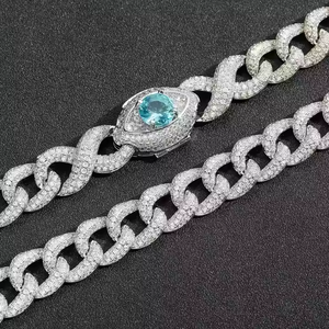 16MM Eye Shape Cuban Chain Necklace Iced Out Lab Grown Diamond Silver/ Gold Chain Designed for <strong>Rappers</strong> Hustlers &amp; Trendsetters