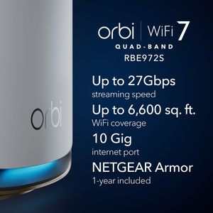 NETGEAR Orbi 970ซีรีส์เราเตอร์ RBE972S 7-node ระบบเครือข่ายตาข่าย5G Quad-band WIFI 1000Mbps MAX Firewall QOS WEP สำหรับใช้ในบ้าน - Product Image 4