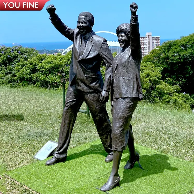 Estátua de bronze de mandela tamanho da vida ao ar livre