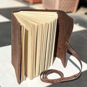 Handmade Brown Floral Embossed Leather Cover Strap Unlined Paper Travel <strong>Notepad</strong> Promotional Notebook Gift for Men and Women - Product Image 6