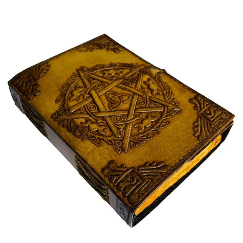 Livre d'ombres Pentagram Vintage journal en cuir cahier Charcoal deckle papier fait main cadeau couverture planificateur grossiste