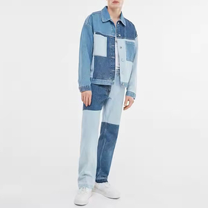 Özel erkek pamuk moda renk eşleştirme ceket boy renk blok düğme Denim ceket erkekler için - Product Image 5