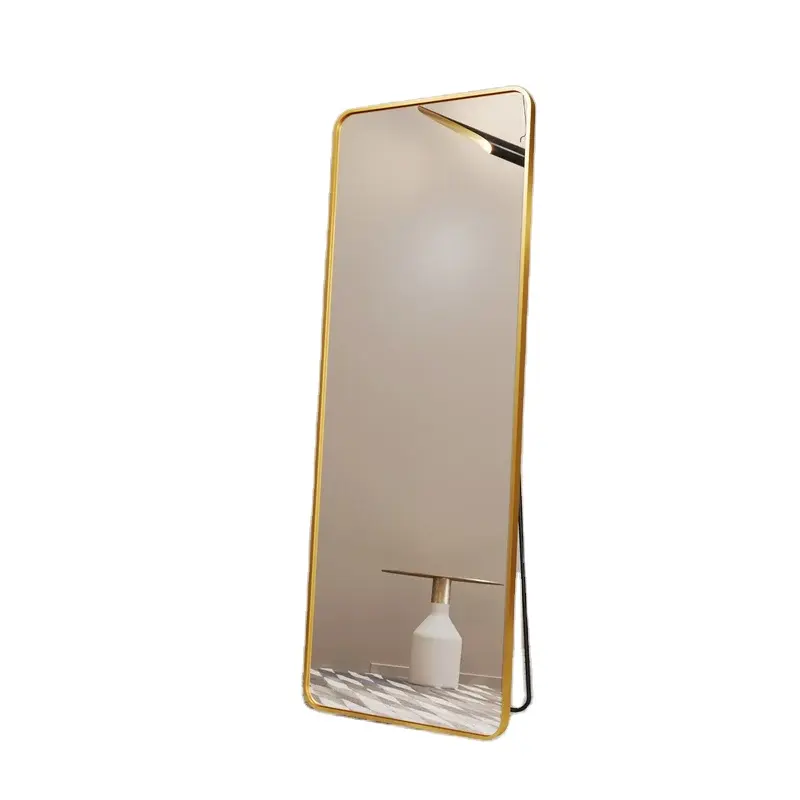 Espejo de Metal con marco de Metal dorado para maquillaje, espejo de longitud completa para uso doméstico, Hotel, artesanías al por mayor, compra en línea de la India al mejor precio