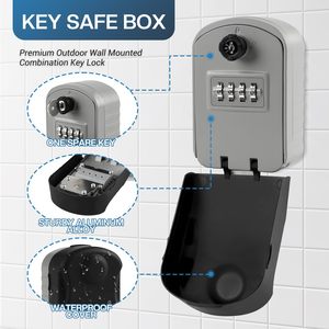 Caja de bloqueo de seguridad de llave de código de combinación digital 4 al aire libre impermeable con acceso de llave maestra