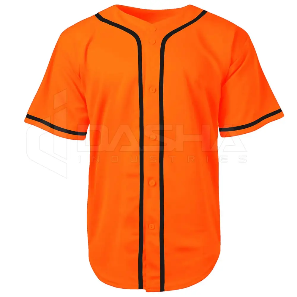 Conception personnalisée Uniformes d'équipe courts Kids Mesh Neck V Full Button Blank Sport Baseball Jersey pour hommes