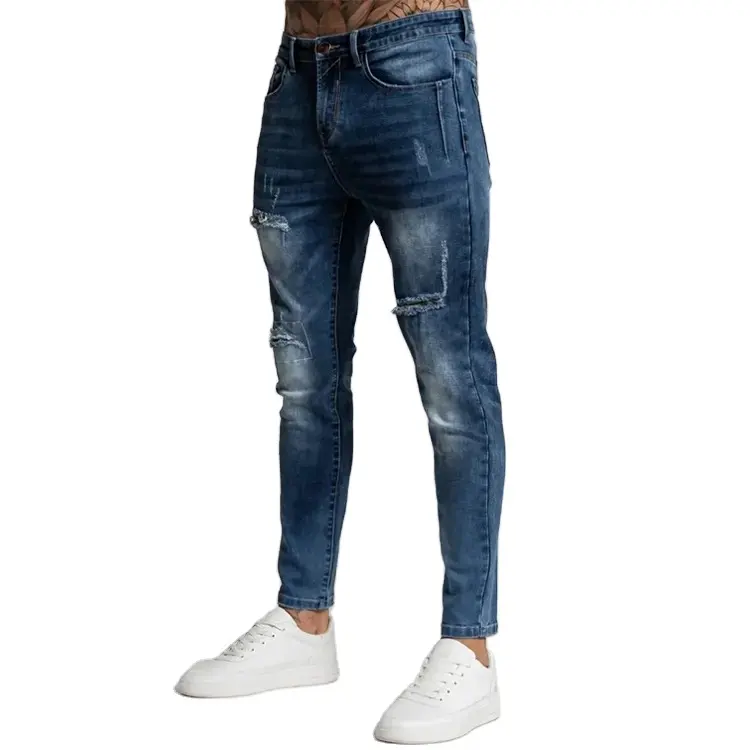 Erkekler için moda kot toptan jean pantolon slim fit uzun kollu erkek gömlek tasarımcı streç denim mavi ve siyah kot erkekler