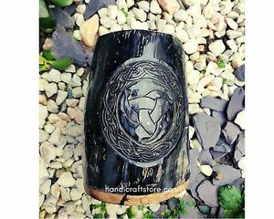 本物のバイキングセラミックビールマグ水と飲むホーンゴールドリムパーティー用ホーンビールカップカスタムサイズと手の彫刻