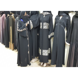 Yeni müslüman bayanlar dikiş kontrast uzun abaya juba özel yaka son Burka tasarımları zarif çiçek baskılı - Product Image 5