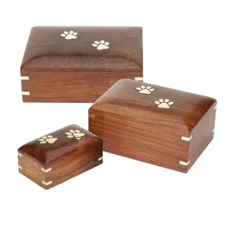 Wooden Pet urn with brass work funeral supplies for sale ANA ceremony American style OEM and ODM available