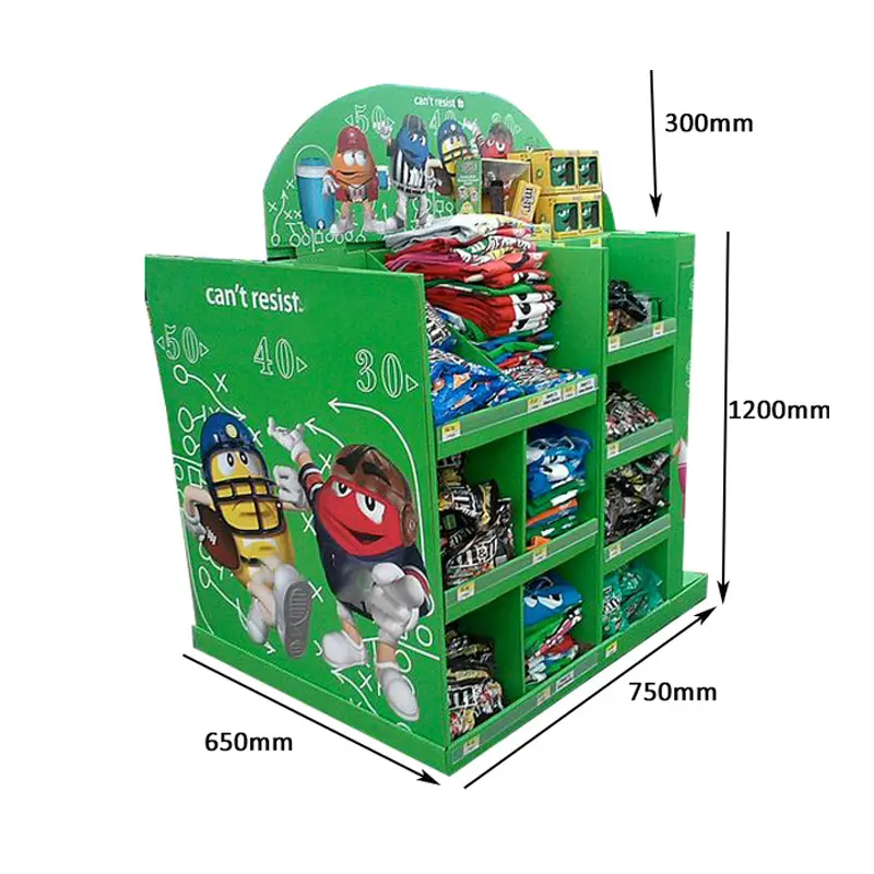 Personalizado pop up foldable fsdu pos varejo loja papel papelão display pallet stackers saias Metade Full papelão pallet display