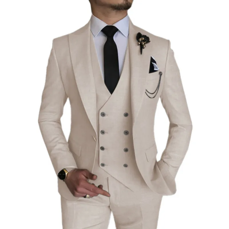 Traje a medida personalizado de alta calidad Traje de estilo único Traje de hombre de negocios transpirable 100% Lana para hombres