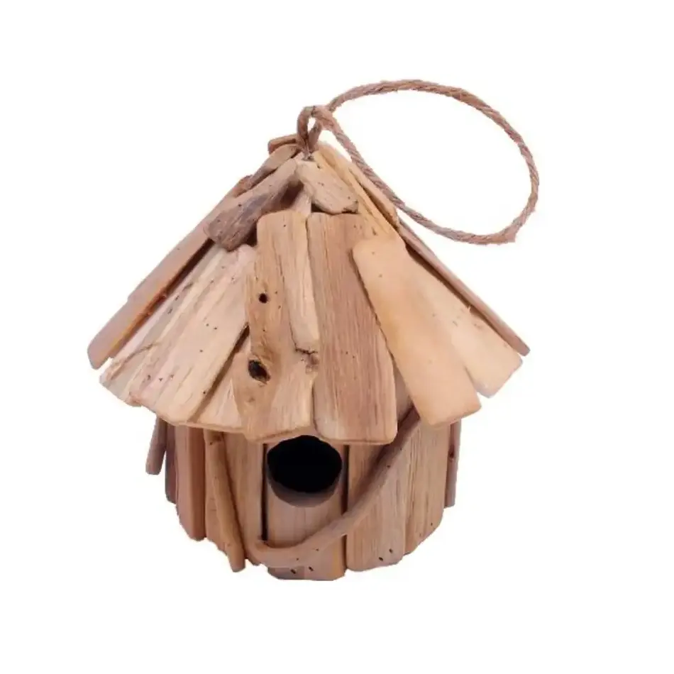 Compre un nido de Casa de pájaro hecho de madera de alta calidad con nido de Casa de pájaro hecho a mano de diseño moderno para decoración al aire libre