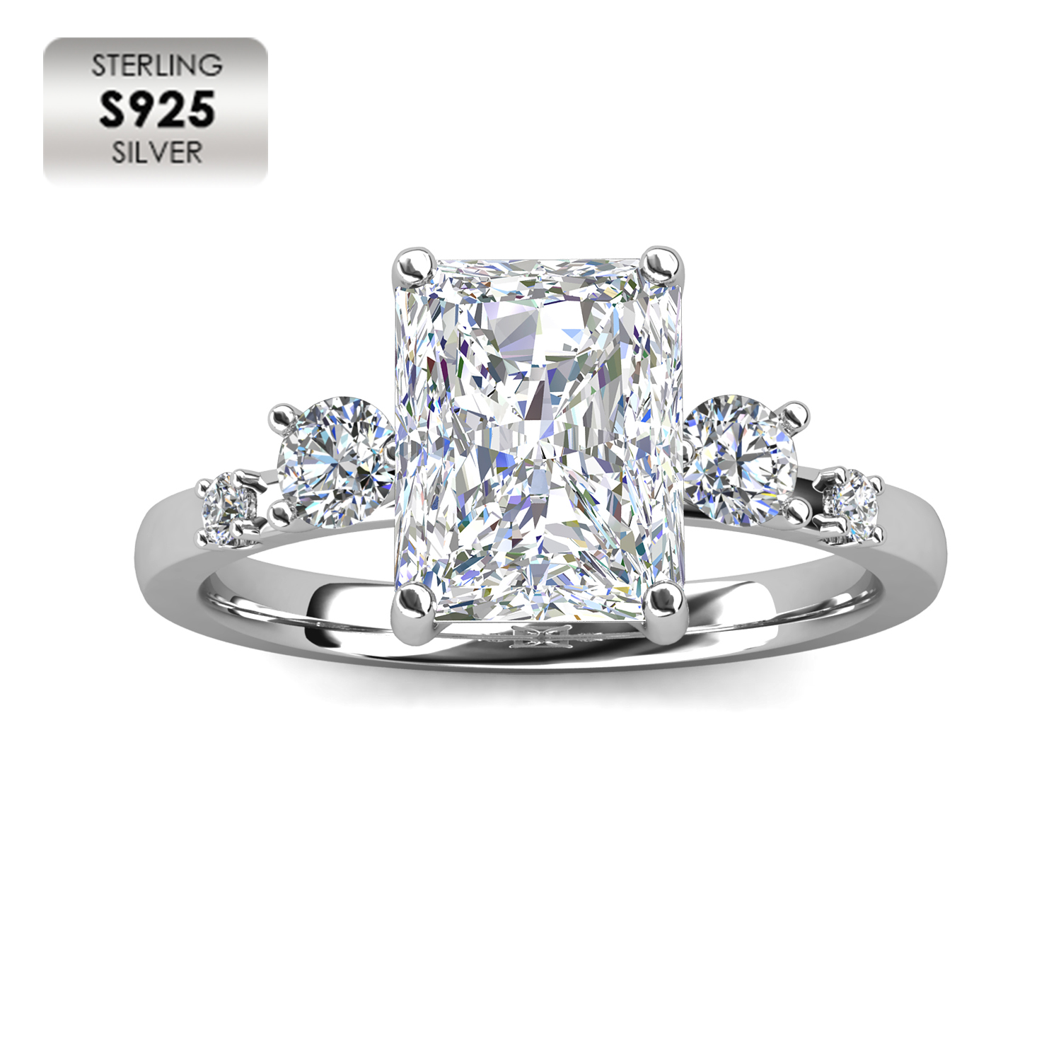 925 Silver 18K White Plated Fine Jewelry Statement Ring (White)
