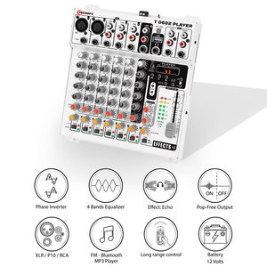 Taramps Audio Mixer T0602 Player 6 canales de entrada 2 salidas Control remoto USB FM MP3 DJ Mixer Bluetooth Ecualizador Efecto Echo FX - Product Image 4