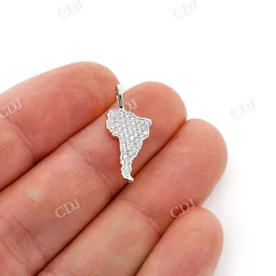 14k Solid Gold Hot Selling South America Continent Map Natural Diamonds Pendants Hip Hop Jewellery For Man Custom Factory Price