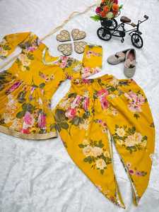 Dhoti套装女孩儿童民族Shalwar Kameez印度旁遮普巴基斯坦风格刺绣婚礼和节日派对穿儿童