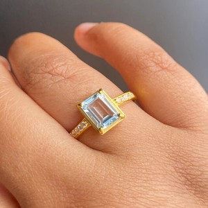 Klasik prenses kesim <span class=keywords><strong>sky</strong></span> blue topaz <span class=keywords><strong>cz</strong></span> kuvars yüzük 925 ayar gümüş eternity vermeil altın kaplama nişan düğün band yüzük
