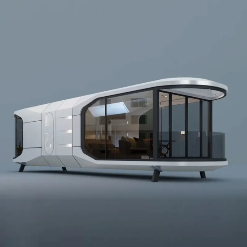 Cápsula de aleación de aluminio de diseño moderno hecha a medida de 20 pies y 40 pies, casa pequeña para vivir, casas prefabricadas, cabina de cápsula, cabina de Apple