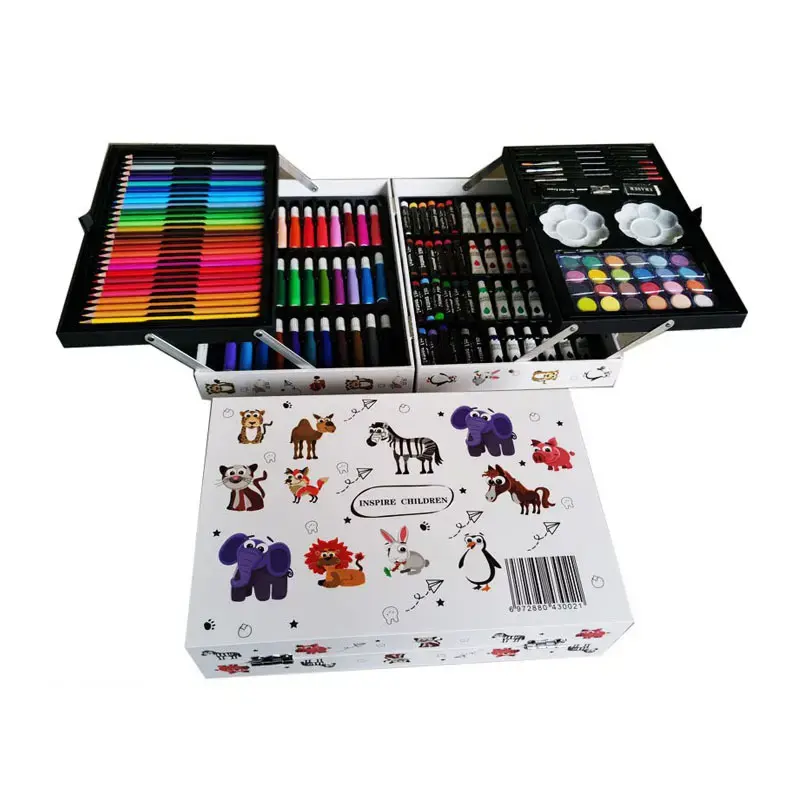 2024 más popular 145 piezas niños de lujo arte dibujo crayón color dibujo arte kit conjunto escuela papelería conjunto