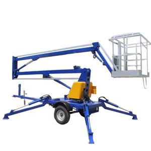 Venda quente 16m Telescópico Boom Lift Hidráulico Manlift Novo Reboque Montado Articulado Cherry Picker Plataforma de Trabalho Aéreo Fazenda