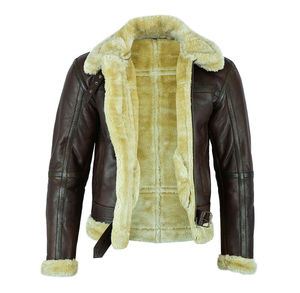 Mens B3 Bomber Aviator Shearling Sheepskin Leather <strong>Jacket</strong> - Product Image 1