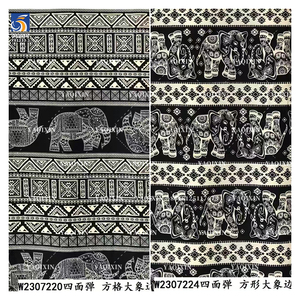 YX1233-1 Tùy Chỉnh 100D Voan 4 Cách Căng <span class=keywords><strong>Polyester</strong></span> In Vải Phi Tribal Totem Động Vật Voi Mô Hình In Vải - Product Image 4