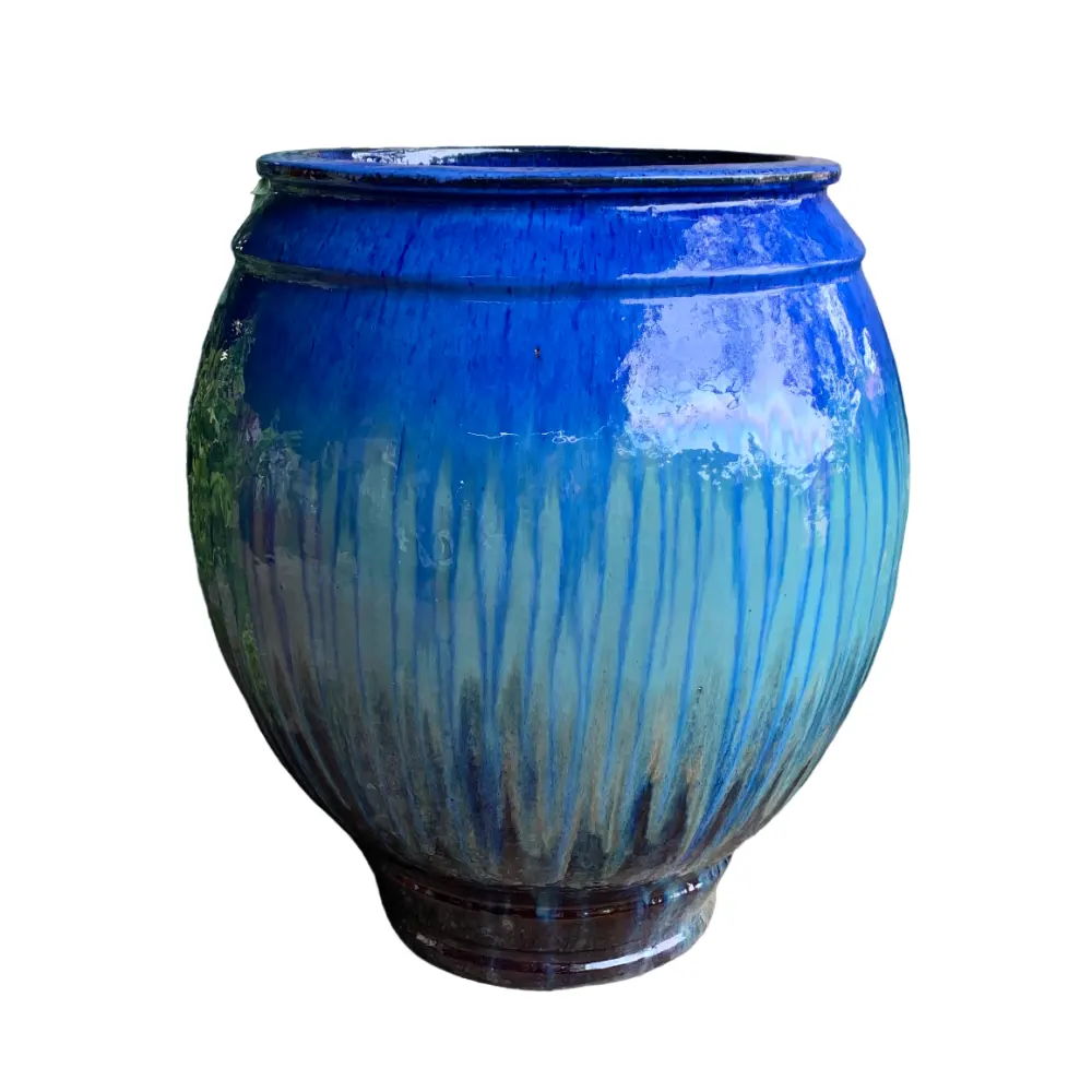 Vaso de cerâmica vitrificado para jardim ao ar livre, vaso de cerâmica estilo atlântico, vaso de plantas e plantas, utensílios para jardim, artificial, estilo vietnã