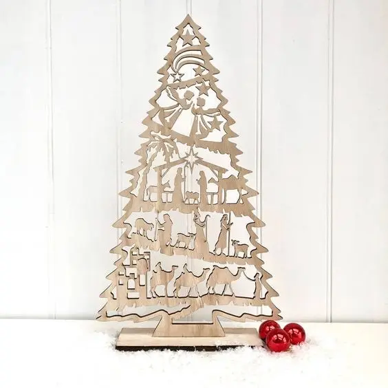 Nuevo árbol de Navidad de diseño de estrella de regalos de cabra de camello fundido con recortes para decoración de Navidad en precio al por mayor muy bajo