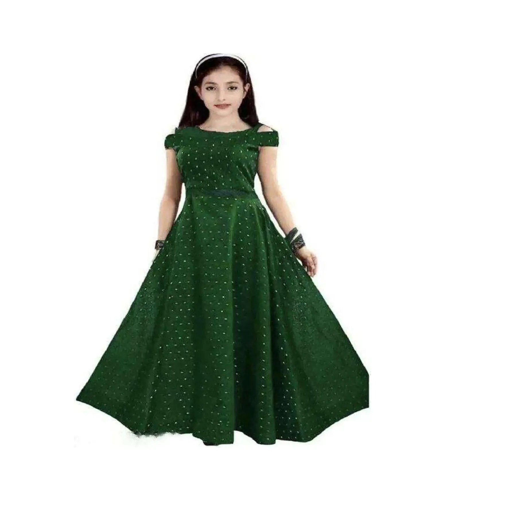 Gaun Taffeta spesial untuk anak perempuan, Gaun kerja modis dengan konsep kerja kancing Jacquard untuk anak perempuan