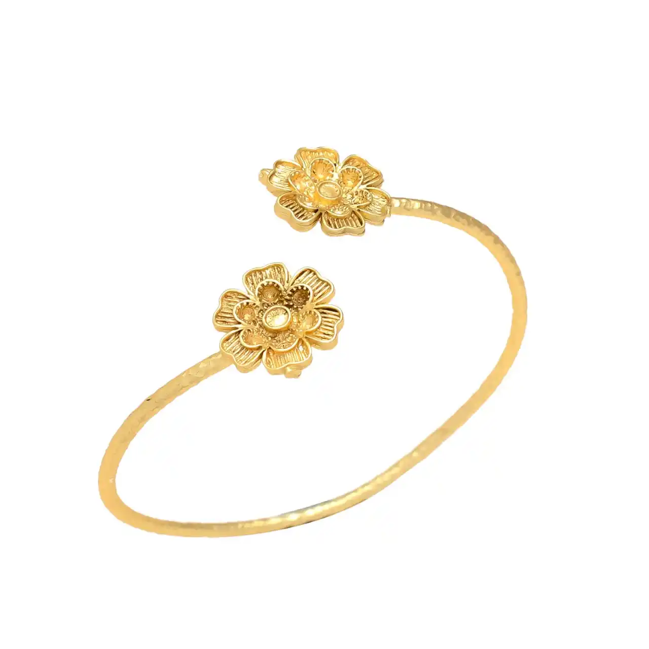 Nueva llegada Golden dos hermosas flores diseño brazalete pulsera para mujer y niñas