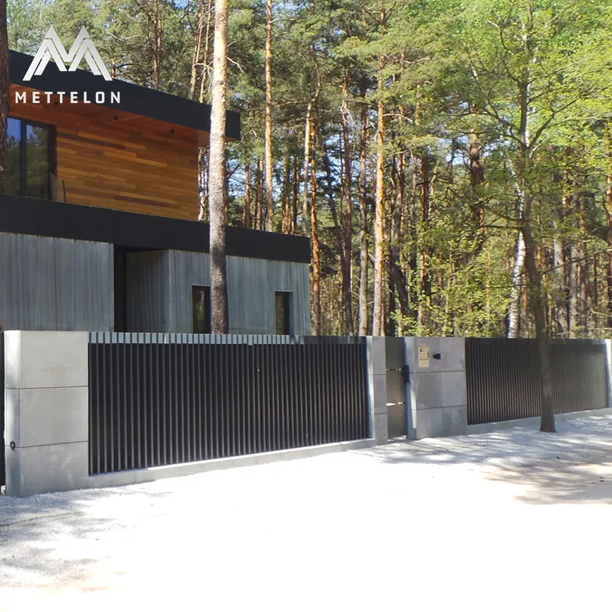 Puerta de jardín de aluminio impermeable de estilo moderno simple, valla, soporte de decoración de metal y accesorios con recubrimiento en polvo