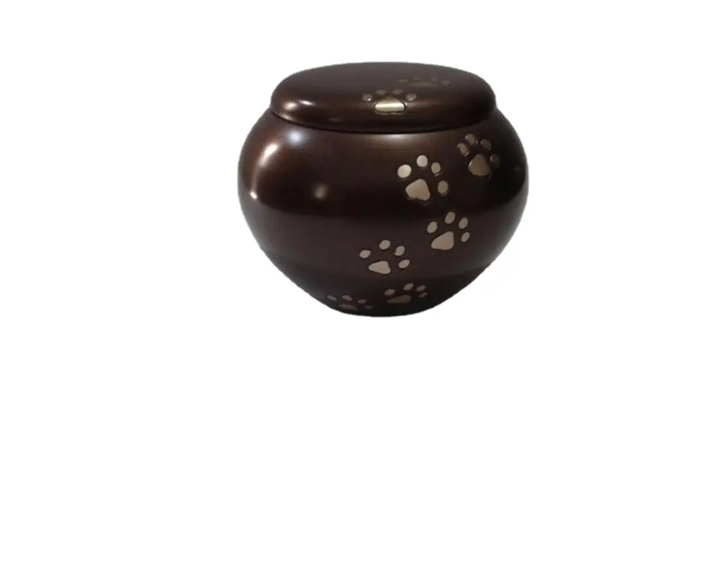 Luxury Home ware Brass Paws Indian Rosewood Pet Cremation urn for Ashes memorial for pets Oval Shaped