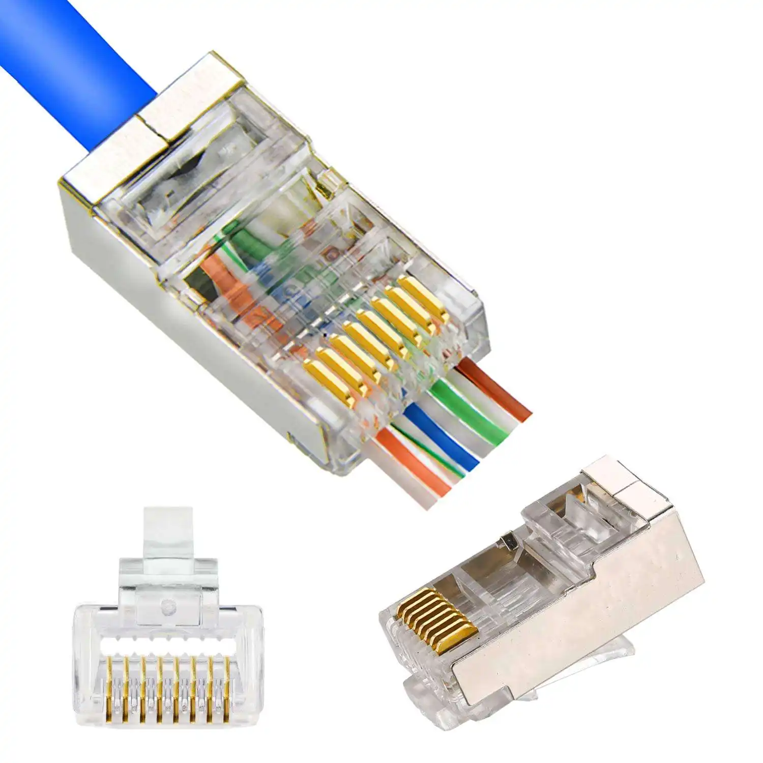 NETLINK kabel jaringan utp rj 45 rg45 ethernet melewati 8p8c colokan modular cat 6 cat6 rj45 konektor cat6