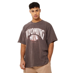 メンズ100% コットンオーバーサイズスカルラインストーンウォッシュグラフィックTシャツパキスタン製