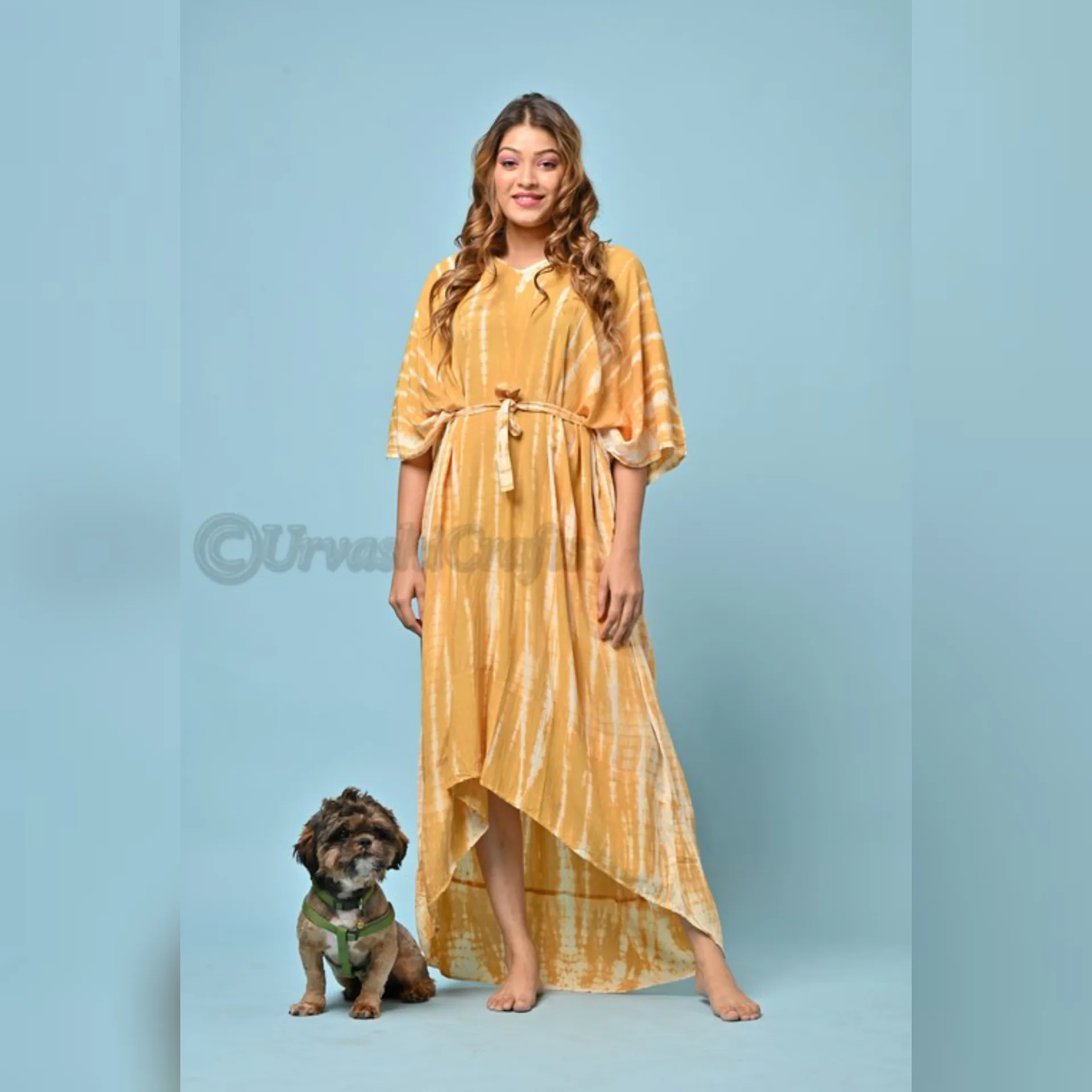 Neueste Baumwolle Bohemian Tie Dye Knöchel langes Maxi kleid für Frauen Neue goldene und weiße Farbe Tie Dye Plus Size Kleid Großhandel