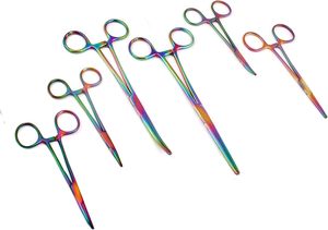 Çok renkli gökkuşağı renk Ultimate Hemostat Set kavisli ve düz İpucu balıkçılık forseps kilitleme forseps üreticisi - Product Image 6